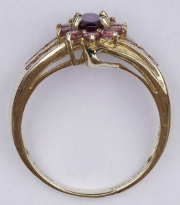 STS 14K Gold Pink Tourmaline and Light Pink Gemstone Ring